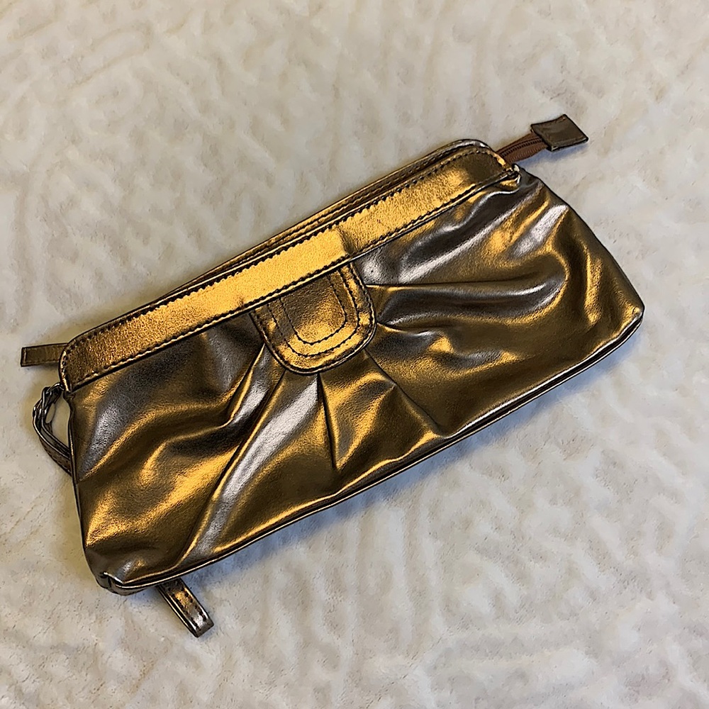 Brown Gold Metallic Clutch
